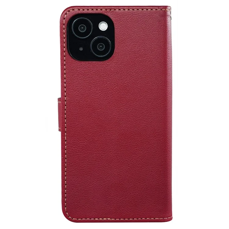 Für iPhone 14 Ledercase Litchi-Textur Brieftasche RFID-blockierendes Telefoncover - Rot