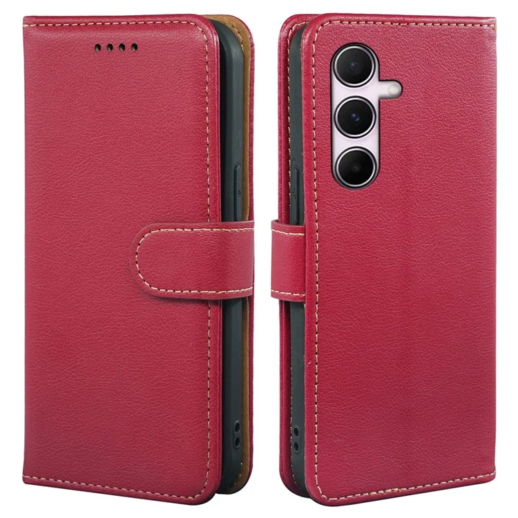Étui en cuir avec texture de litchi et protection RFID pour Samsung Galaxy A15 4G/5G - Rouge