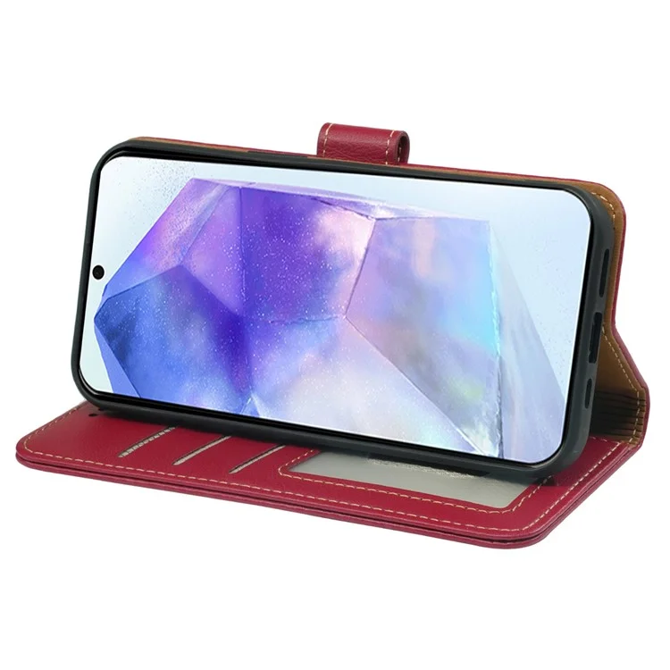 Étui en cuir avec texture de litchi et protection RFID pour Samsung Galaxy A15 4G/5G - Rouge
