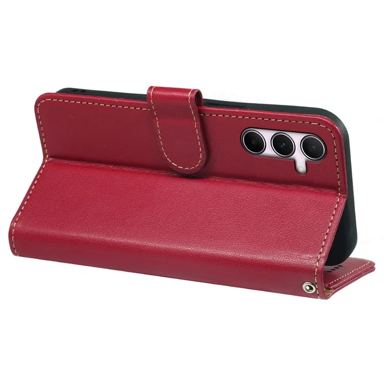 Étui en cuir avec texture de litchi et protection RFID pour Samsung Galaxy A15 4G/5G - Rouge