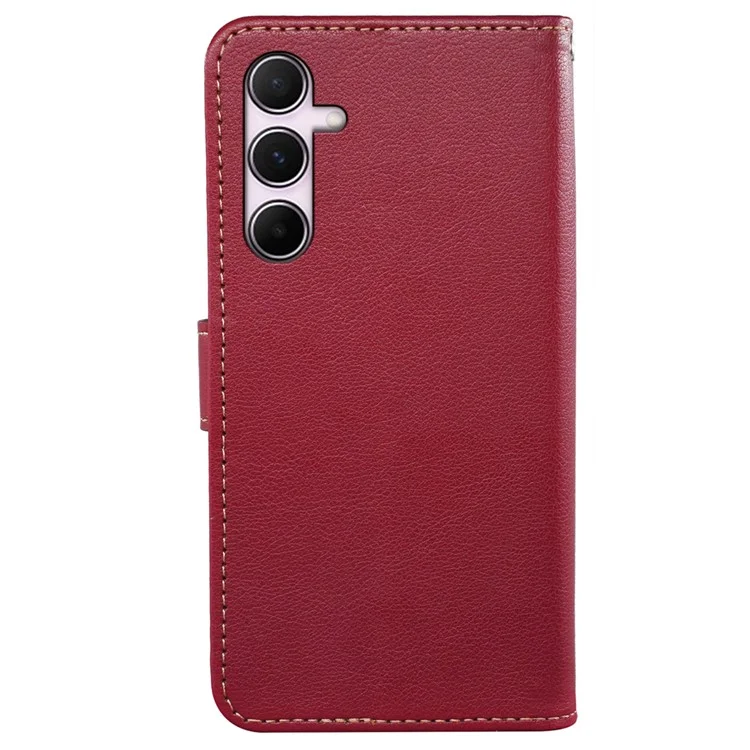 Étui en cuir avec texture de litchi et protection RFID pour Samsung Galaxy A15 4G/5G - Rouge