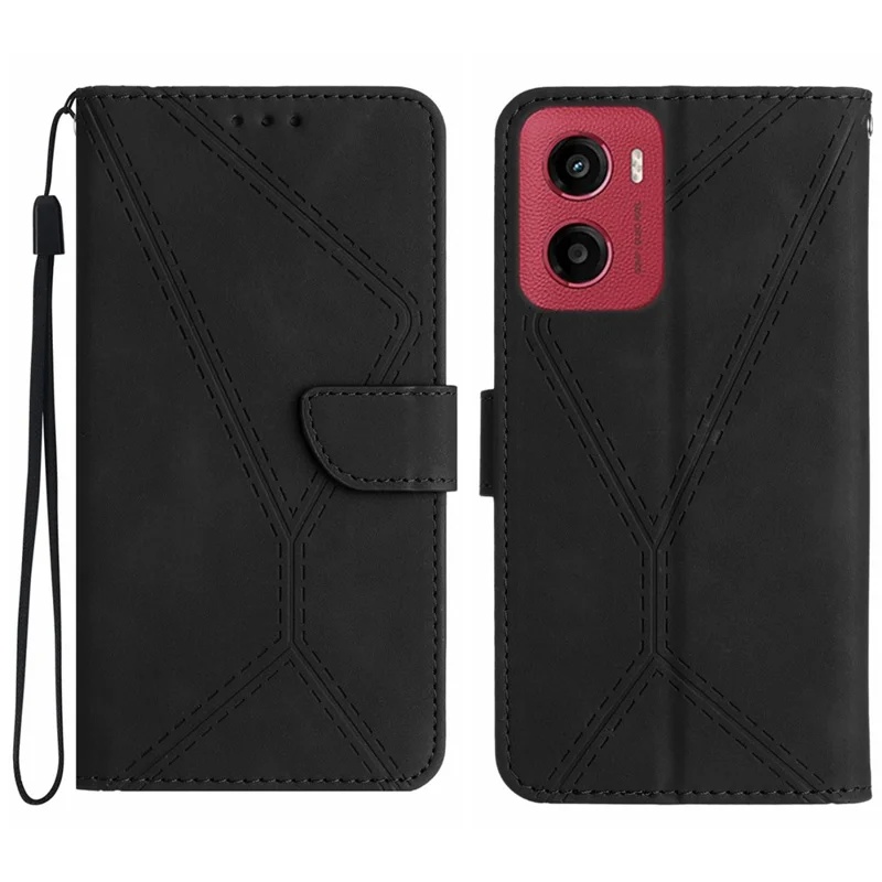Für Motorola Moto G05 4G Hülle Skin Touch Lines PU-Leder Klapphülle - Schwarz