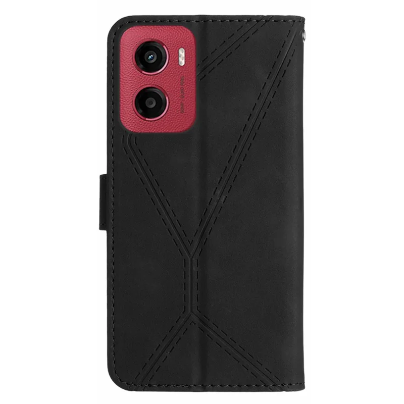 Für Motorola Moto G05 4G Hülle Skin Touch Lines PU-Leder Klapphülle - Schwarz