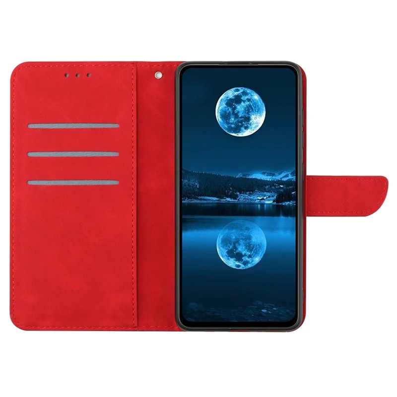 For Motorola Moto G05 4G Case Skin Touch Lines PU Leather Flip Phone Cover - Red