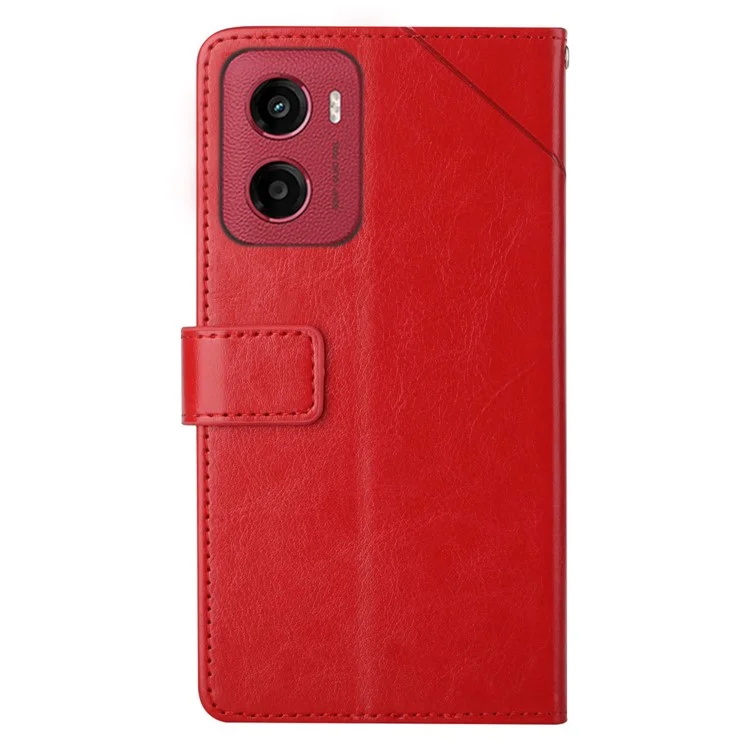 Custodia per Motorola Moto G05 4G con linee a forma di Y e rivestimento in pelle - Rosso