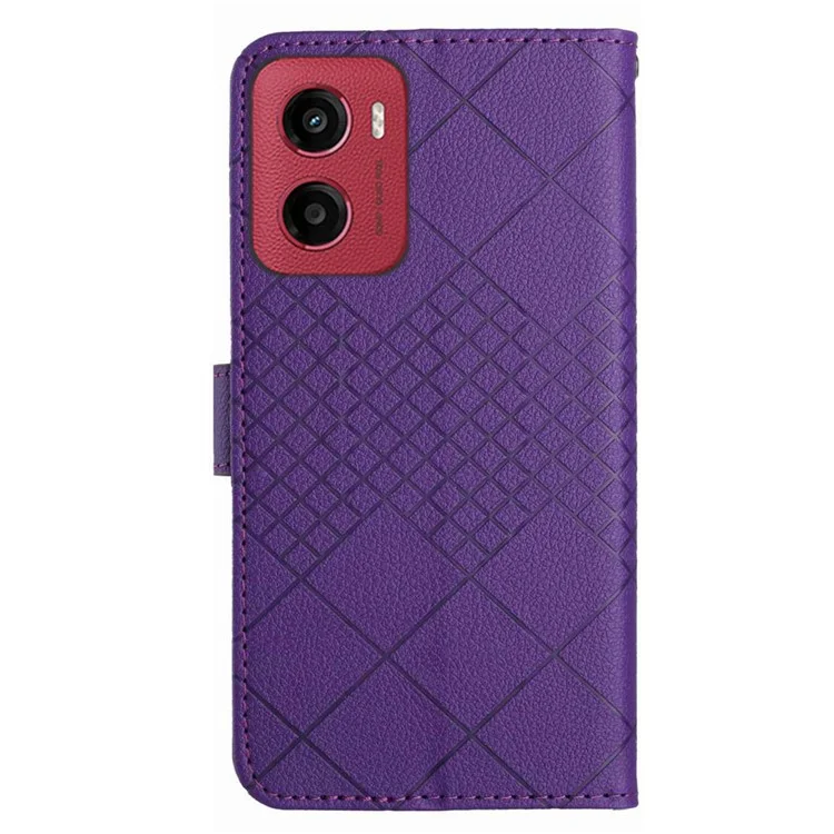 Capa carteira de telefone em couro sintético com impressão para Motorola Moto G05 4G - Roxo escuro