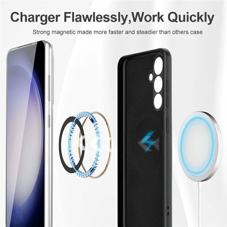 Coque pour Samsung Galaxy S25 compatible avec MagSafe, étui de téléphone en TPU caoutchouté