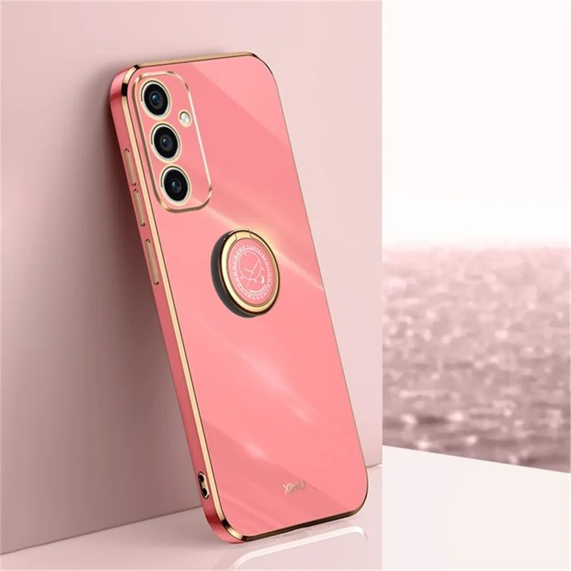 XINLI For Samsung Galaxy A36 5G Case Ring Kickstand Electroplating TPU Phone Cover - Red