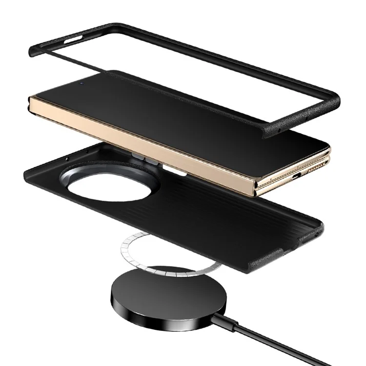 ABEEL For Huawei Mate X6 Case PC + Aluminum Alloy + PU Leather Phone Cover Compatible with MagSafe - Texture 1