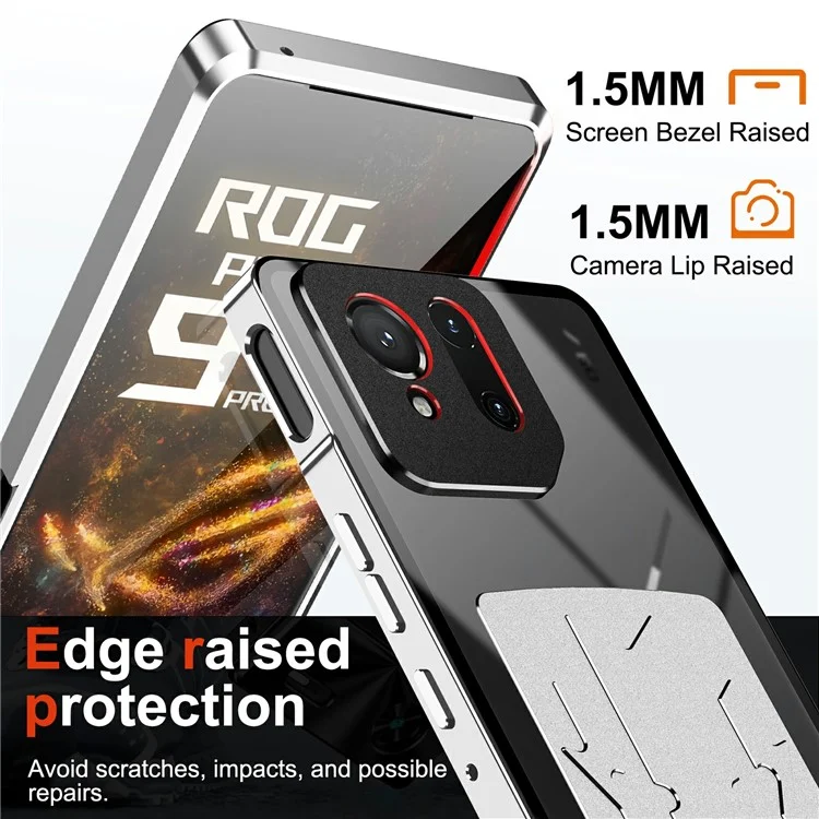 For Asus ROG Phone 9 5G / Phone 9 Pro 5G Case Heat Dissipation Metal Frame PC Phone Cover - Silver
