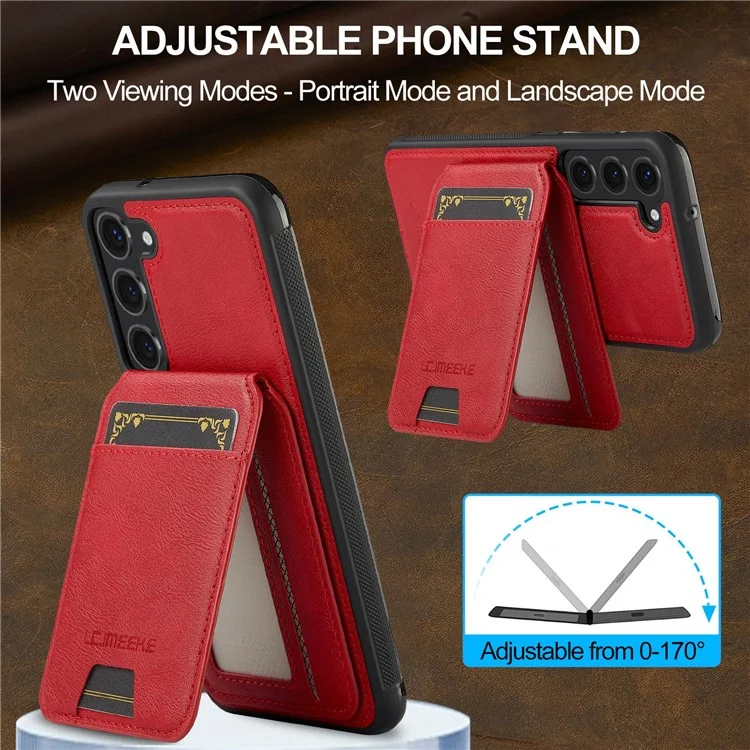 LC.IMEEKE L3 Capa magnética para Samsung Galaxy S23 com suporte para cartão destacável, cobertura de couro TPU - Vermelho