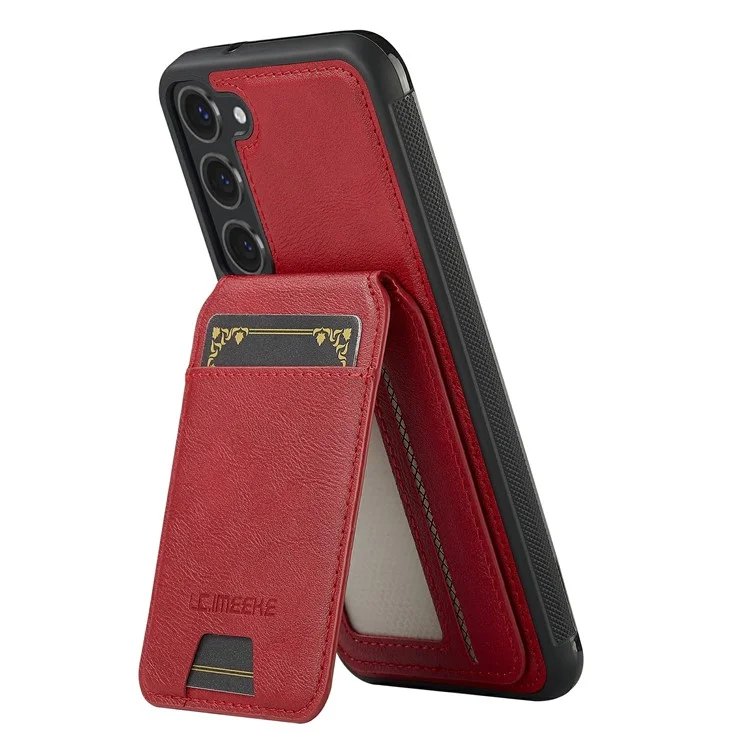 LC.IMEEKE L3 Capa magnética para Samsung Galaxy S23 com suporte para cartão destacável, cobertura de couro TPU - Vermelho