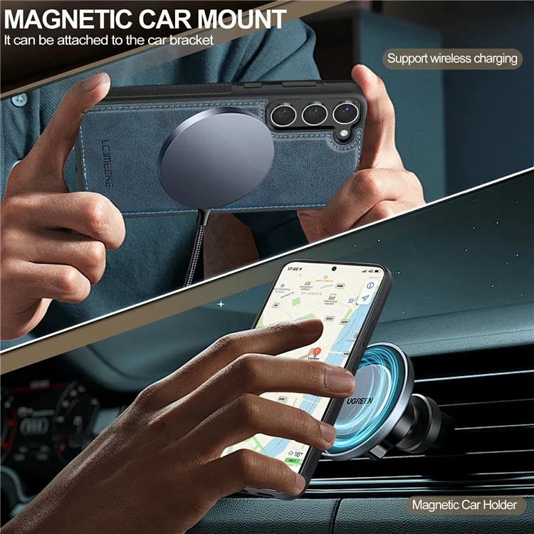 LC.IMEEKE Custodia magnetica compatibile con Samsung Galaxy S23 e MagSafe, in pelle e TPU, colore blu.