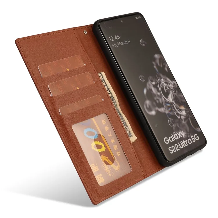Чехол-книжка из искусственной кожи для Samsung Galaxy S25 Ultra с отделяемой крышкой для телефона - коричневый