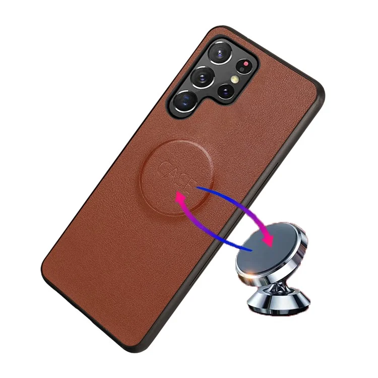 Чехол-книжка из искусственной кожи для Samsung Galaxy S25 Ultra с отделяемой крышкой для телефона - коричневый
