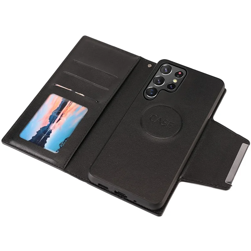 Voor Samsung Galaxy S25 Ultra Case PU Leather Portemonnee Afneembare Telefoonhoes - Zwart