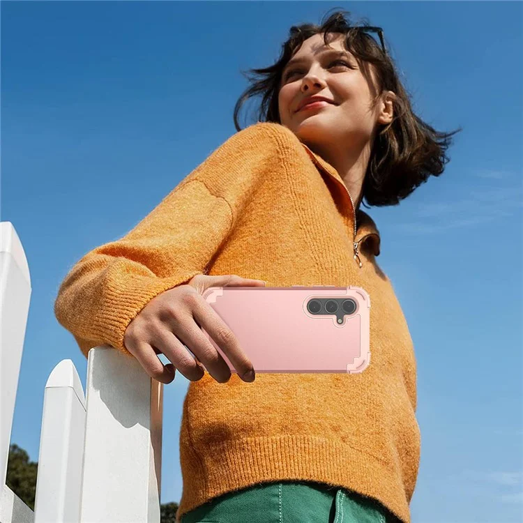 Funda para Samsung Galaxy S25 de L-Style, a prueba de golpes, de PC + TPU, color rosa