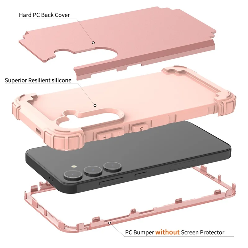 Чехол L-Style для Samsung Galaxy S25+ с ударопрочной конструкцией из поликарбоната и термопластичного полиуретана - Розовый