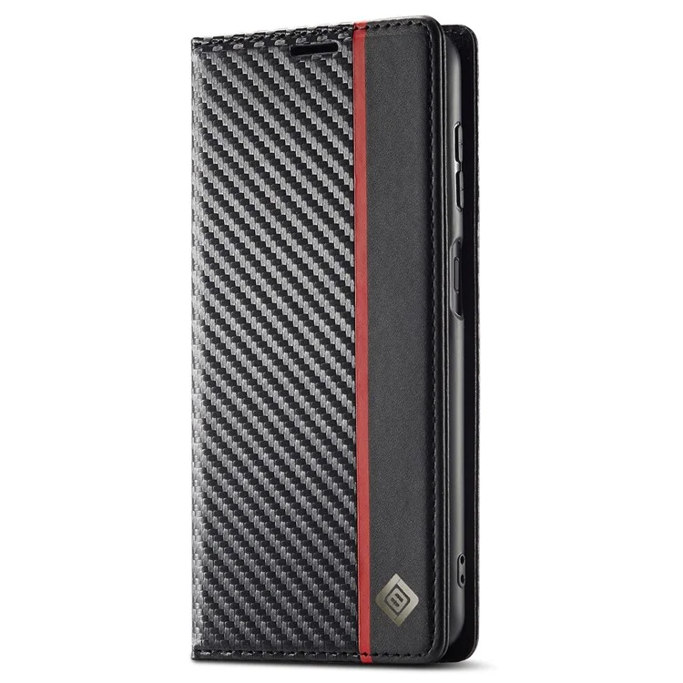 LC.IMEEKE For Samsung Galaxy A56 5G Case Carbon Fiber Texture Phone Cover Stand Card Holder - Vertical Stripe