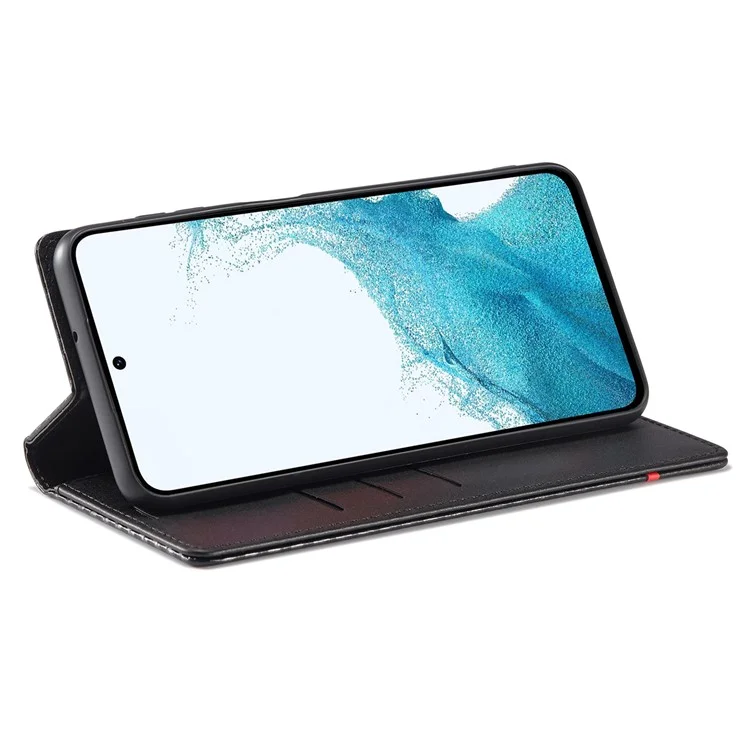 LC.IMEEKE For Samsung Galaxy A56 5G Case Carbon Fiber Texture Phone Cover Stand Card Holder - Vertical Stripe