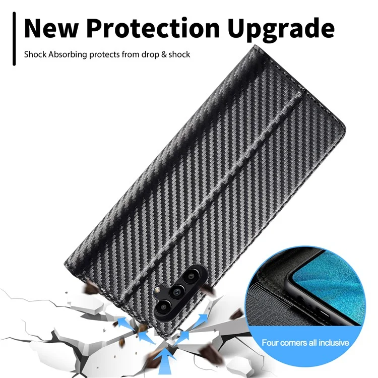 LC.IMEEKE For Samsung Galaxy A56 5G Case Carbon Fiber Texture Phone Cover Stand Card Holder - Vertical Stripe