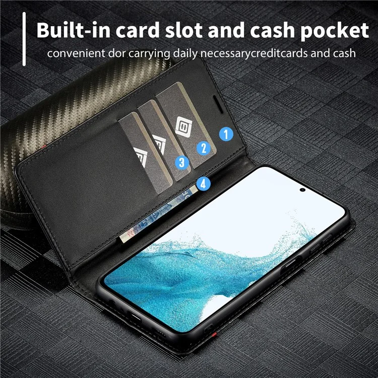 LC.IMEEKE For Samsung Galaxy A56 5G Case Carbon Fiber Texture Phone Cover Stand Card Holder - Vertical Stripe