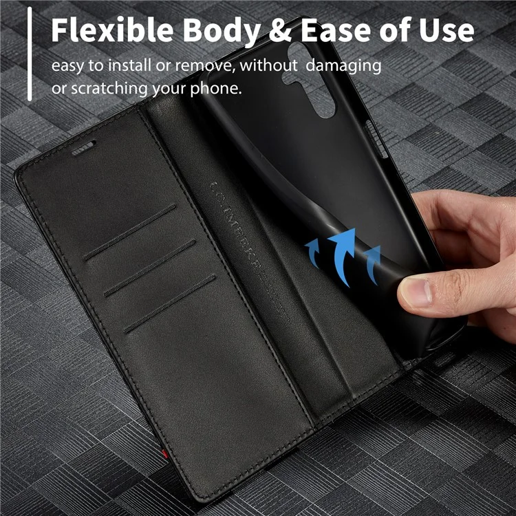 LC.IMEEKE For Samsung Galaxy A56 5G Case Carbon Fiber Texture Phone Cover Stand Card Holder - Vertical Stripe
