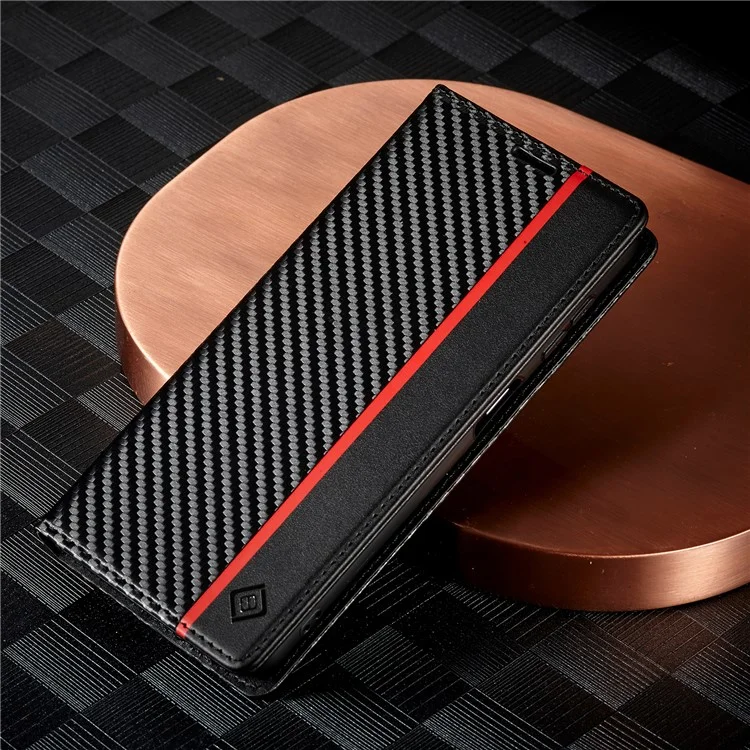 LC.IMEEKE Custodia per Samsung Galaxy A36 5G in fibra di carbonio, texture, copertina per telefono, supporto e porta carte - Righe verticali