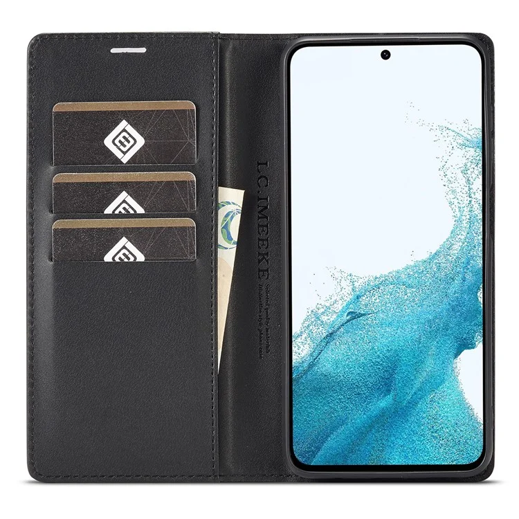 LC.IMEEKE Custodia per Samsung Galaxy A36 5G in fibra di carbonio, texture, copertina per telefono, supporto e porta carte - Righe verticali
