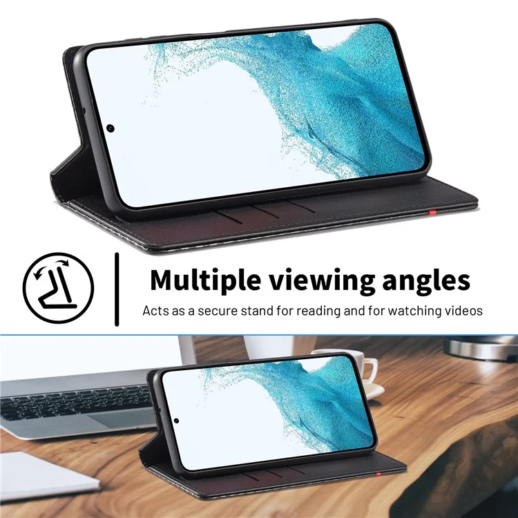 LC.IMEEKE Custodia per Samsung Galaxy A36 5G in fibra di carbonio, texture, copertina per telefono, supporto e porta carte - Righe verticali