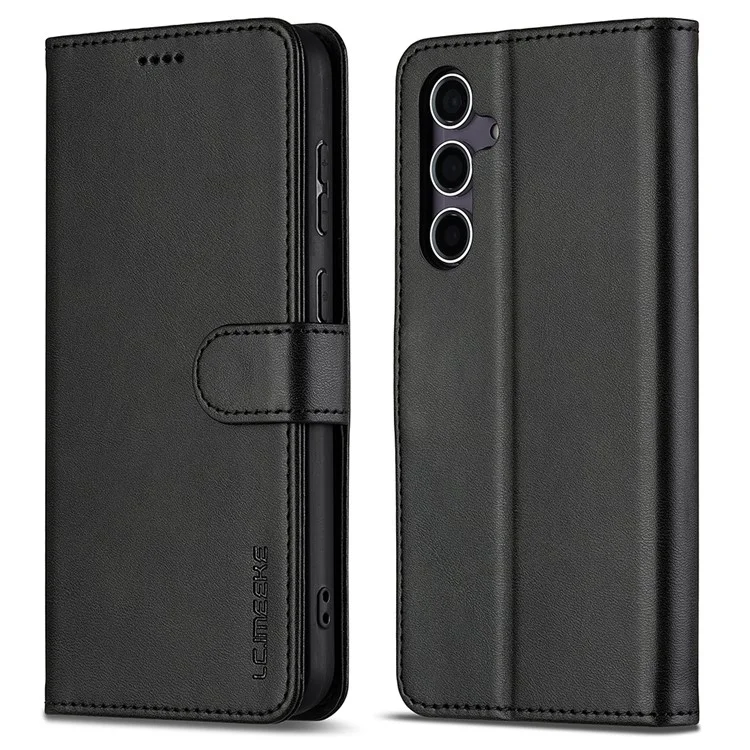 LC.IMEEKE Custodia per Samsung Galaxy A26 5G in pelle PU con texture di vitello, con supporto e portafoglio - Nero