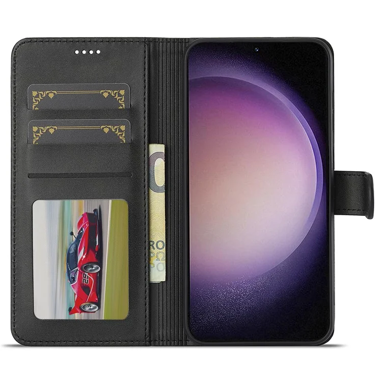 LC.IMEEKE Custodia per Samsung Galaxy A26 5G in pelle PU con texture di vitello, con supporto e portafoglio - Nero