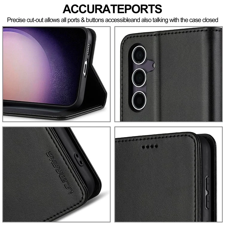 LC.IMEEKE Custodia per Samsung Galaxy A26 5G in pelle PU con texture di vitello, con supporto e portafoglio - Nero