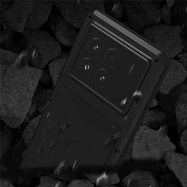 LOVE MEI Funda para Xiaomi 15 con protector de pantalla de vidrio templado, cubierta de teléfono de metal + silicona - Rojo