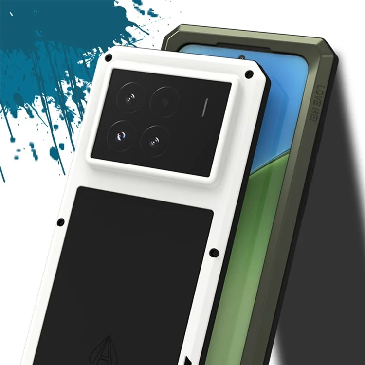 LOVE MEI Funda para Xiaomi 15 con protector de pantalla de vidrio templado, cubierta de teléfono de metal + silicona - Rojo
