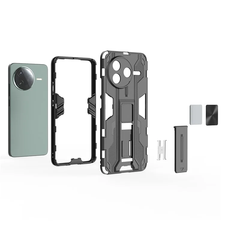Funda para Xiaomi Redmi K80 5G de PC + TPU a prueba de golpes con soporte - Negro