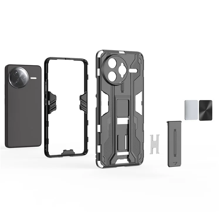 Custodia per Xiaomi Redmi K80 Pro 5G in PC + TPU antiurto con supporto - Nero