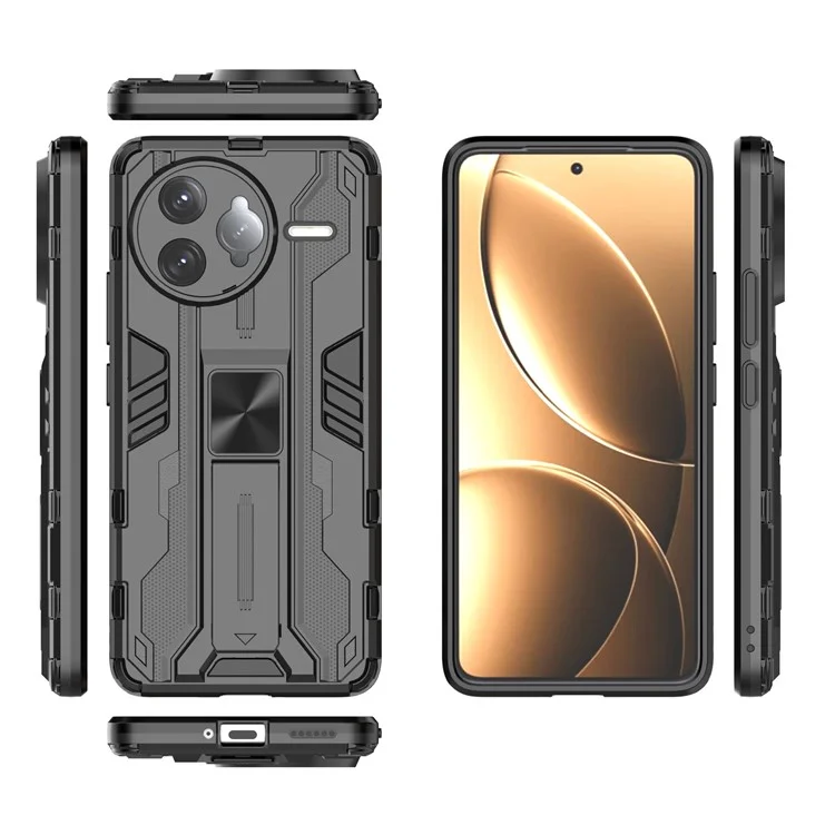 Custodia per Xiaomi Redmi K80 Pro 5G in PC + TPU antiurto con supporto - Nero