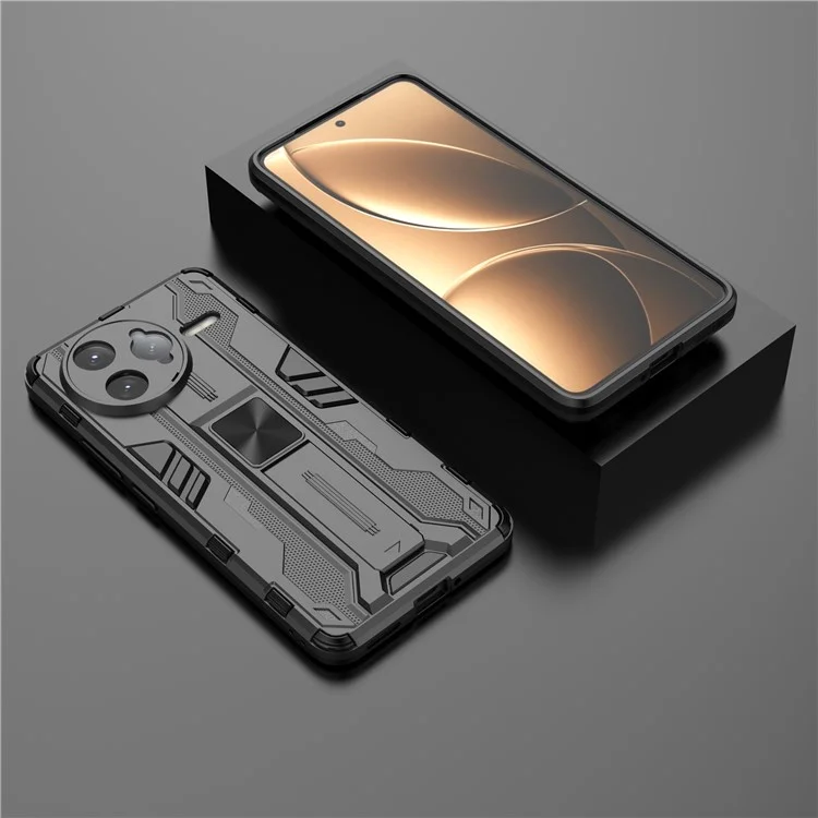 Custodia per Xiaomi Redmi K80 Pro 5G in PC + TPU antiurto con supporto - Nero