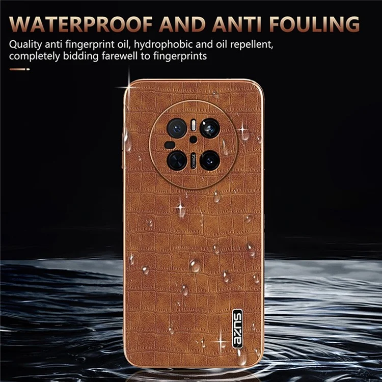 AZNS For Huawei Mate 70 Case Electroplating Crocodile Texture PU+TPU Phone Cover - Brown