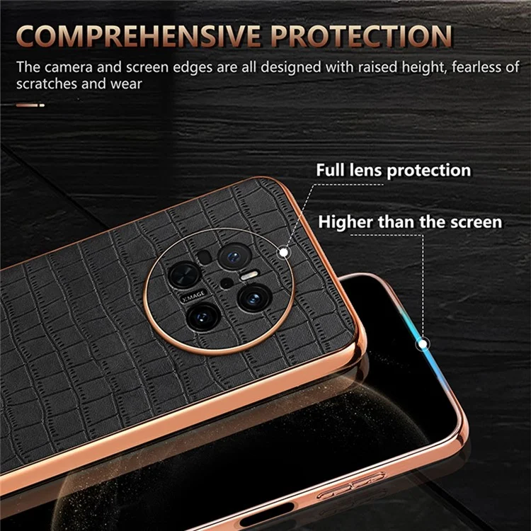AZNS For Huawei Mate 70 Case Electroplating Crocodile Texture PU+TPU Phone Cover - Brown
