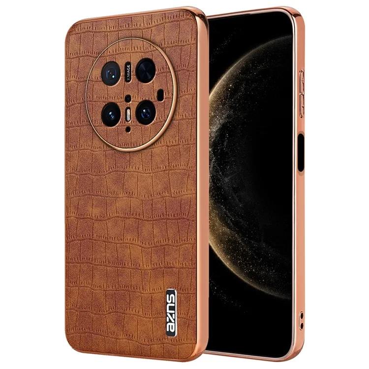 Funda para Huawei Mate 70 Pro / 70 Pro+ de AZNS, textura de cocodrilo enchapada en metal PU + TPU - Marrón