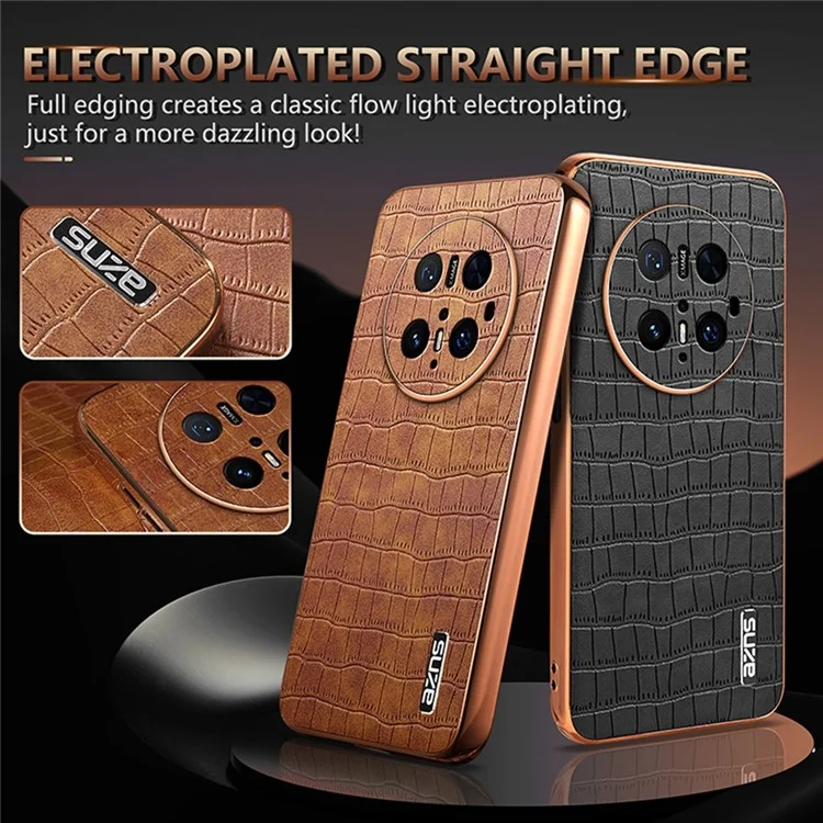 Funda para Huawei Mate 70 Pro / 70 Pro+ de AZNS, textura de cocodrilo enchapada en metal PU + TPU - Marrón