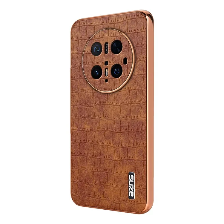 Funda para Huawei Mate 70 Pro / 70 Pro+ de AZNS, textura de cocodrilo enchapada en metal PU + TPU - Marrón