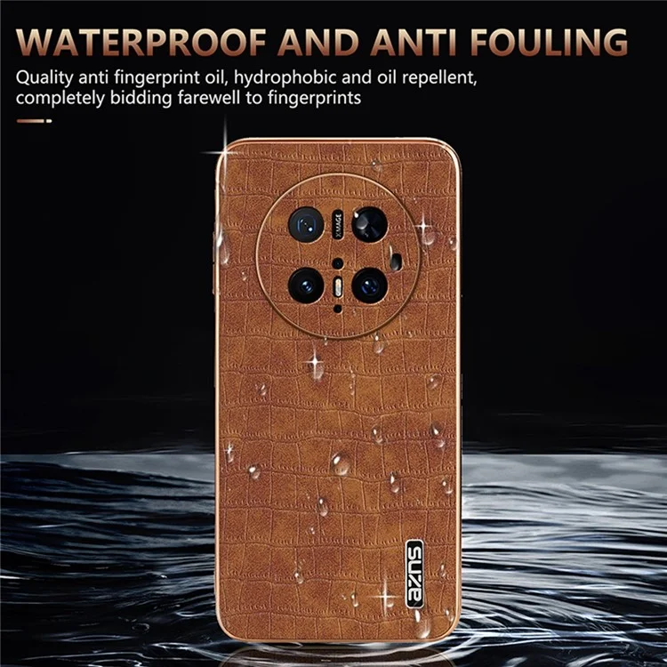 Funda para Huawei Mate 70 Pro / 70 Pro+ de AZNS, textura de cocodrilo enchapada en metal PU + TPU - Marrón