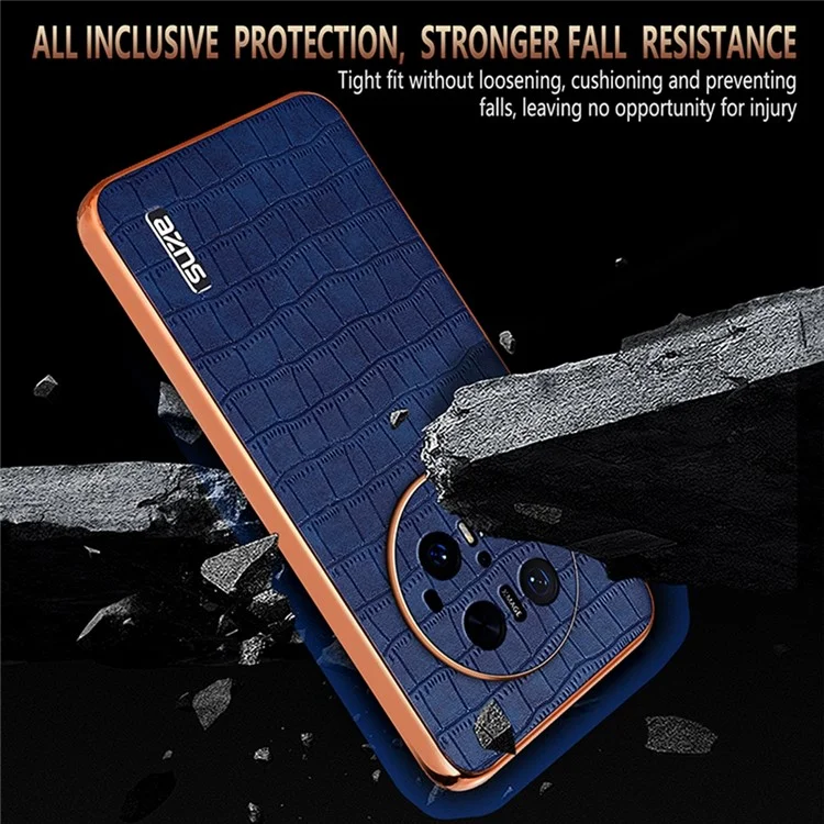 Funda para Huawei Mate 70 Pro / 70 Pro+ de AZNS, textura de cocodrilo enchapada en metal PU + TPU - Marrón
