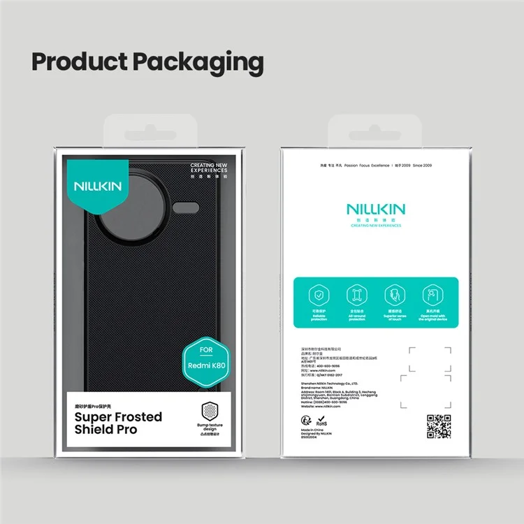 Coque NILLKIN Frosted Shield Pro pour Xiaomi Redmi K80 5G, en PC mat + TPU, noir