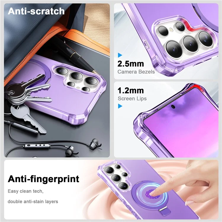 Coque pour Samsung Galaxy S25 Ultra Petit bord ondulé compatible avec MagSafe Revêtement anti-choc givré en PC + TPU - Violet