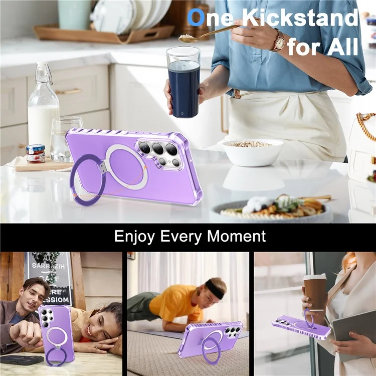 Coque pour Samsung Galaxy S25 Ultra Petit bord ondulé compatible avec MagSafe Revêtement anti-choc givré en PC + TPU - Violet