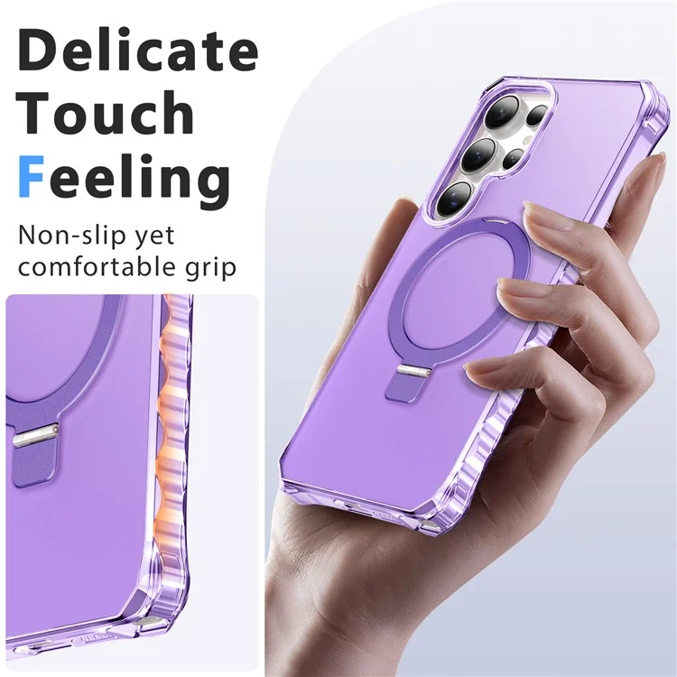 Coque pour Samsung Galaxy S25 Ultra Petit bord ondulé compatible avec MagSafe Revêtement anti-choc givré en PC + TPU - Violet
